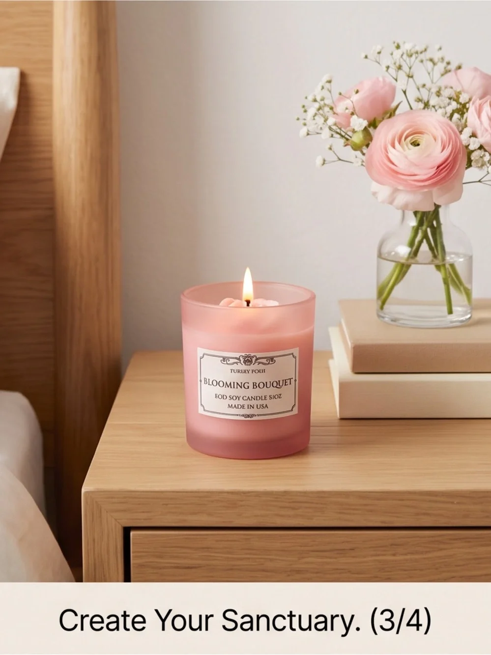 Blooming Bouquet Pink Floral Soy Candle • Soap • Lip balm In window Gift box set